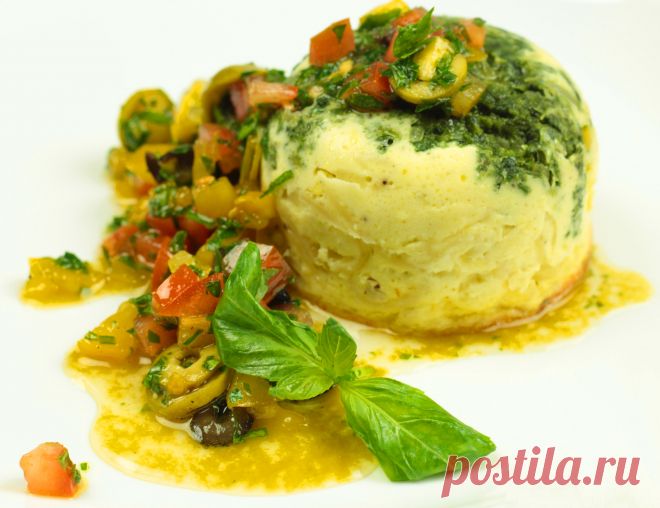 Тимбаль со шпинатом и спагетти. Вкусное и очень питательное блюдо!