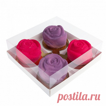 Коробка под муссовые пирожные и моти, с пластиковой крышкой 17*17*6 см, Белая с бесплатной доставкой по Москве