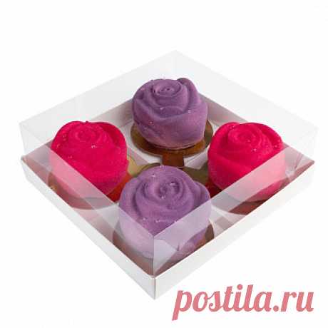Коробка под муссовые пирожные и моти, с пластиковой крышкой 17*17*6 см, Белая с бесплатной доставкой по Москве