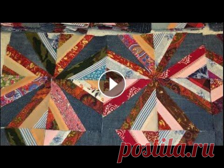 Из старых джинсов покрывало &quot;Звезда&quot;. DIY Мастер-класс. Лоскутное шитье для начинающих Из старых джинсов и обрезков тканей шью покрывало. В этом видео готовлю блоки. Поддержите, пожалуйста, канал моего сына. Ему 18 лет и он самостоятельн...