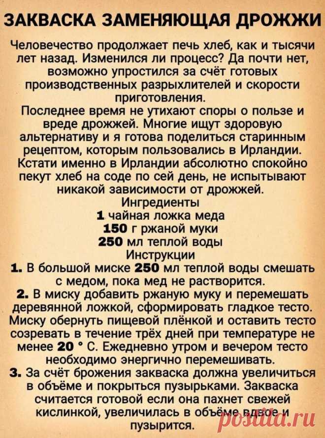 Закваска заменяющая дрожжи