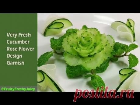Very Fresh Cucumber Rose Flower Design Garnish - How To Make Cucumber Rose
