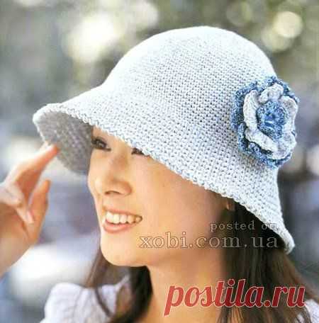 женская весенняя шляпка вязаная крючком