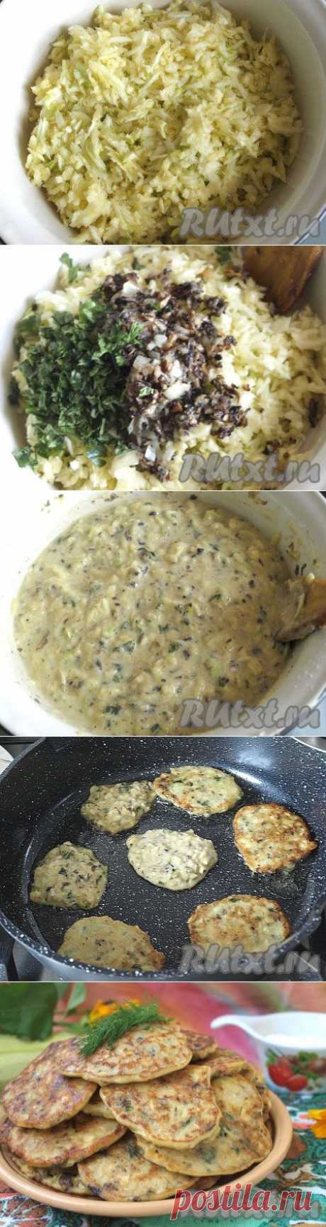 Кабачковые оладьи с шампиньонами