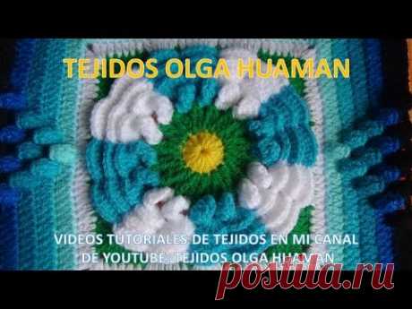 flor de dos colores tejido a crochet para colcha paso a paso video 2
