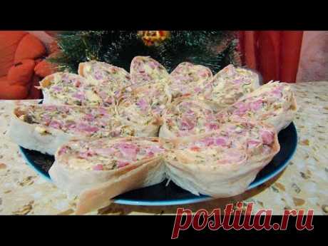 РУЛЕТ из ЛАВАША с Копчёным Мясом и Грибами - Рецепт Быстрой и Вкусной ЗАКУСКИ!
