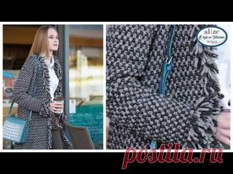 🔴 2 Renkli Bayan Hırka  2-Color Moss Stitch Women's Cardigan