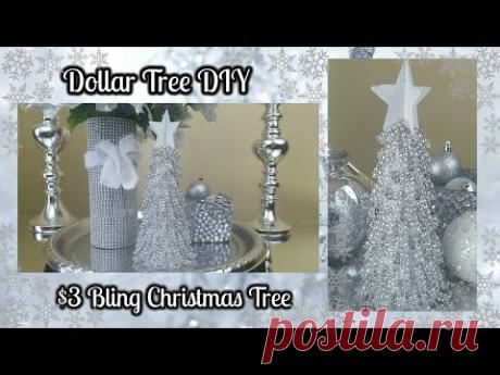 DOLLAR TREE DIY | BLINGY CHRISTMAS TREE $3 EASY HOME DECOR