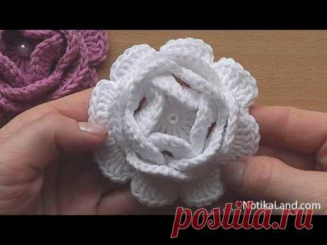 Crochet Spiral Petal Flower Tutorial 56 Как вязать цветок крючком - YouTube