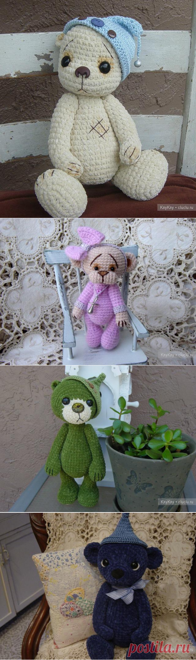 Вязанные мишки и другие зайки от Paula Stevens / Вязание игрушек на спицах и крючком, схемы и описание / КлуКлу. Рукоделие - бисероплетение, квиллинг, вышивка крестом, вязание