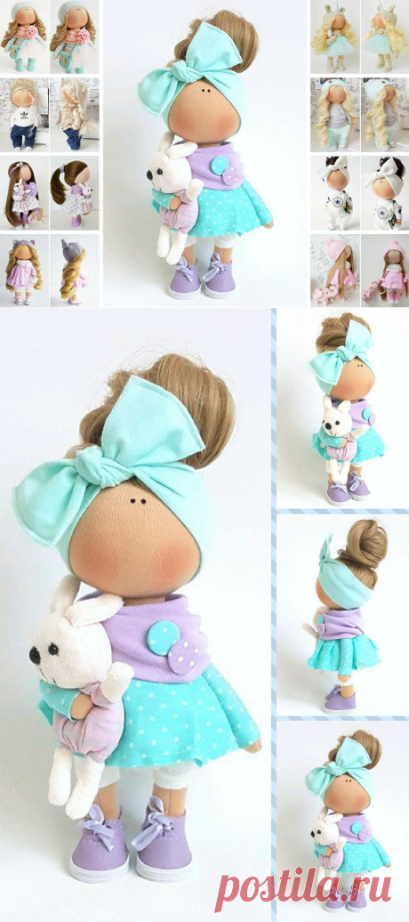 Textile Doll Tilda Doll Handmade Doll Muñecas Blue Doll