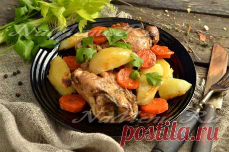 Куриные ножки с картошкой в духовке в рукаве, рецепт с фото