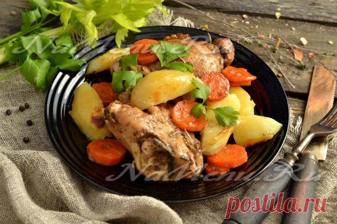 Куриные ножки с картошкой в духовке в рукаве, рецепт с фото