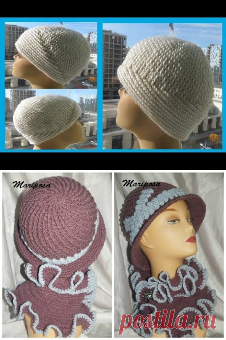 (4375) ШАПОЧКА &quot;Два узора&quot;, рельфные столбики,crochet hat (Шапки № 156) - YouTube