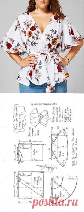 Blusa transpassada manga sino | DIY - molde, corte e costura - Marlene Mukai