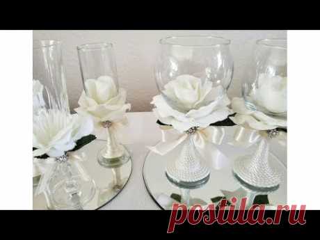 DIY| ROSE COVERED WINE GLASSES/ SOME DOLLAR TREE ITEMS - YouTube