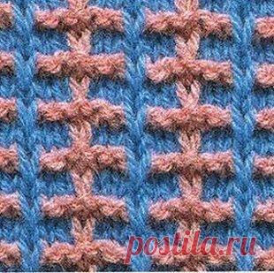 Цветные узоры спицами