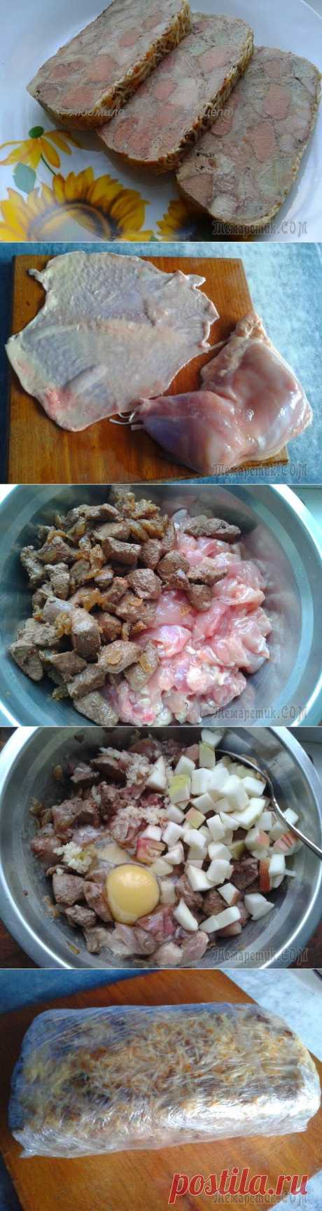 Куриный рулет с печенью и яблоками - проще не бывает!