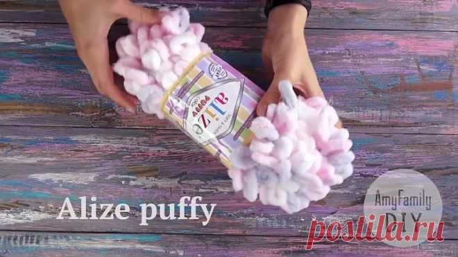 Плюшевый плед своими руками для начинающих. Вяжем без спиц и крючка. Alize puffy