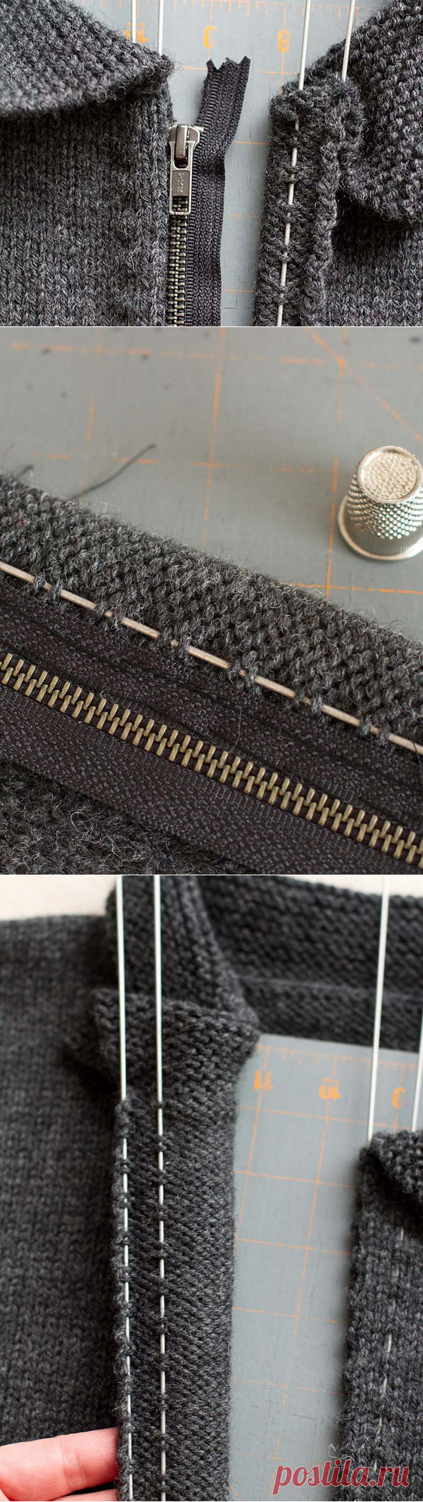 Как вшить молнию в вязаное изделие - схема вязания спицами. Вяжем Техника вязания на Verena.ru