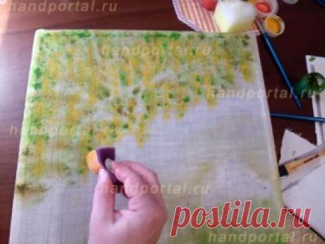 Вышивка лентами картины «Золотой дождь» (часть 1)