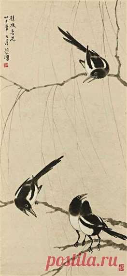 Magpies, 1938 - Xu Beihong - WikiArt.org ‘Magpies’ was created in 1938 by Xu Beihong in Expressionism style. Find more prominent pieces of bird-and-flower painting at Wikiart.org – best visual art database.