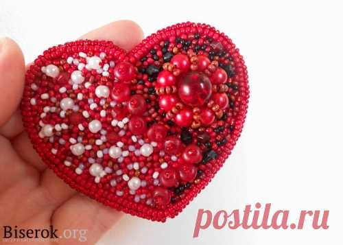 Брошь-валентинка / Броши, Валентинки / Biserok.org