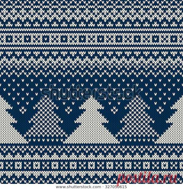 Стоковая векторная графика «Winter Holiday Seamless Knitted Pattern Christmas» (без лицензионных платежей), 327050615