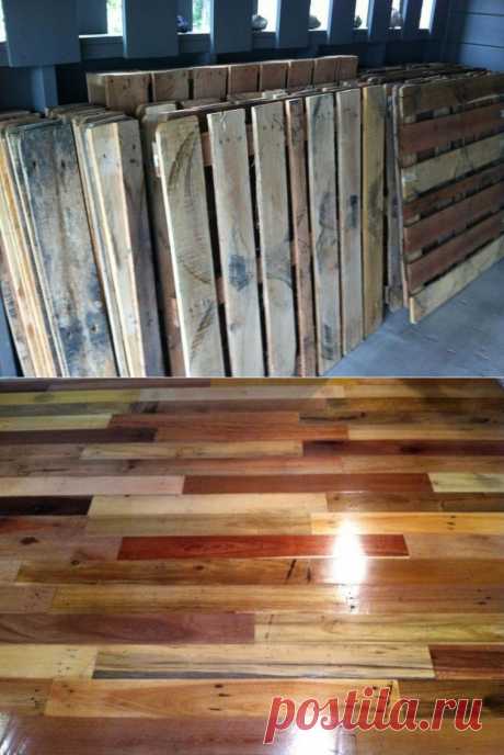 Семья превратила кучу старых поддонов в замечательный паркет (29 фото) | Страна Полезных Советов