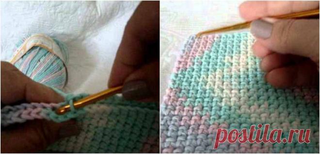 Необычная и интересная техника вязания плотного полотна крючком! Мастер-класс!