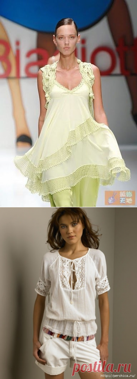 Идеи для комбинирования одежды с вязаным кружевом