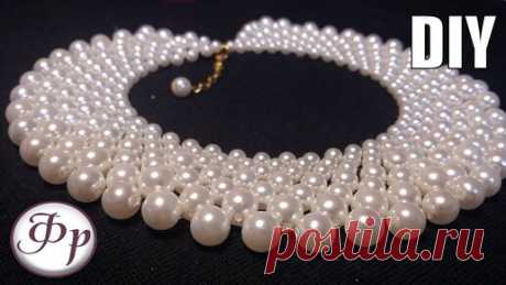 Мастер класс. Воротник из жемчужных бусин своими руками | Факультет рукоделия | Дзен