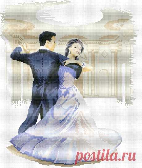 Вышивка крестом на балу. Схема вышивки танцующей пары