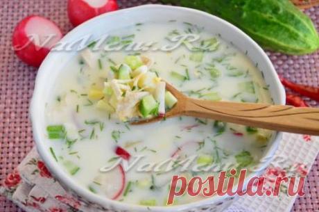 Окрошка с курицей на кефире - рецепт с фото