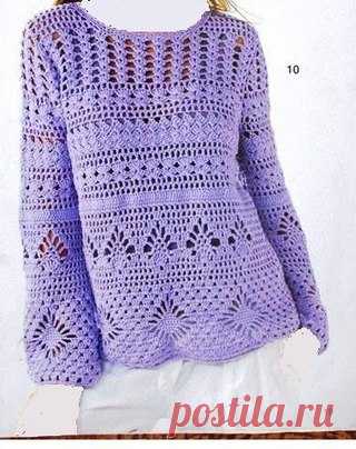 Вяжем красивый пуловер 
Crochet: PULLOVER