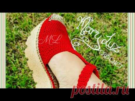 SANDALIA TEJIDA EN CROCHET - MODELO EVELIA - YouTube