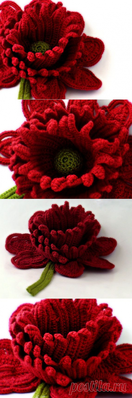 Crochet Brooch Fiber Brooch Red Rose Pin Irish от Nothingbutstring