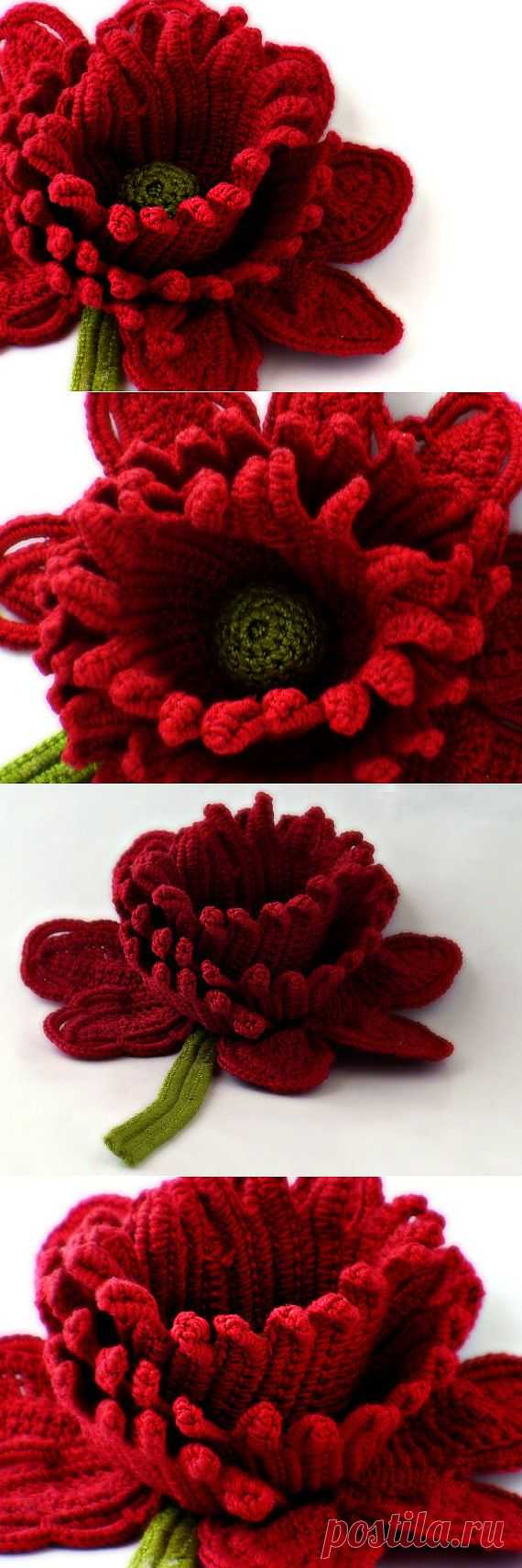 Crochet Brooch Fiber Brooch Red Rose Pin Irish от Nothingbutstring