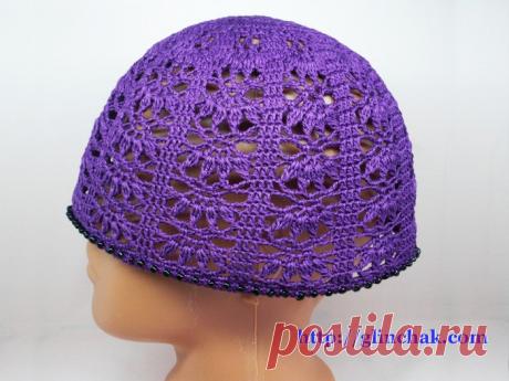 Ажурная шапочка крючком &quot;Черная смородина&quot; МК
