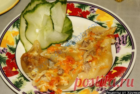 Макароны фаршированные фаршем.