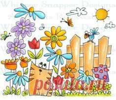 Cat Garden - Whimsical - Floral/Garden - Rubber Stamps - Shop