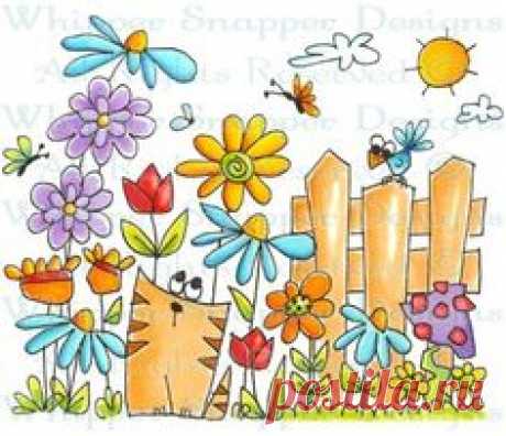Cat Garden - Whimsical - Floral/Garden - Rubber Stamps - Shop