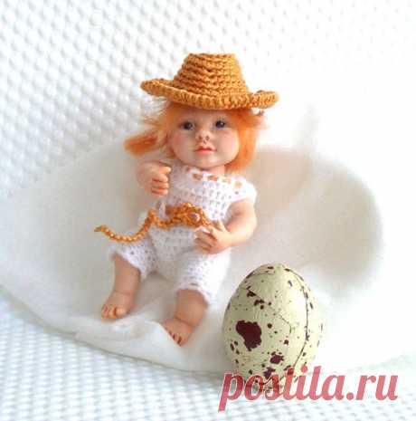 Mini Baby doll OOAK easter kid gift Red by Findyourtoyfriend