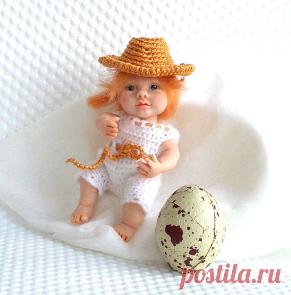 Mini Baby doll OOAK easter kid gift Red by Findyourtoyfriend