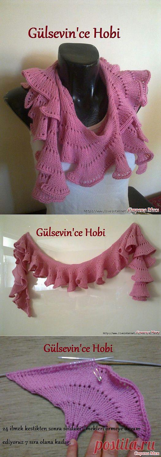 МК НЕОБЫЧНОГО ВЕЕРНОГО ШАРФИКА СПИЦАМИ.