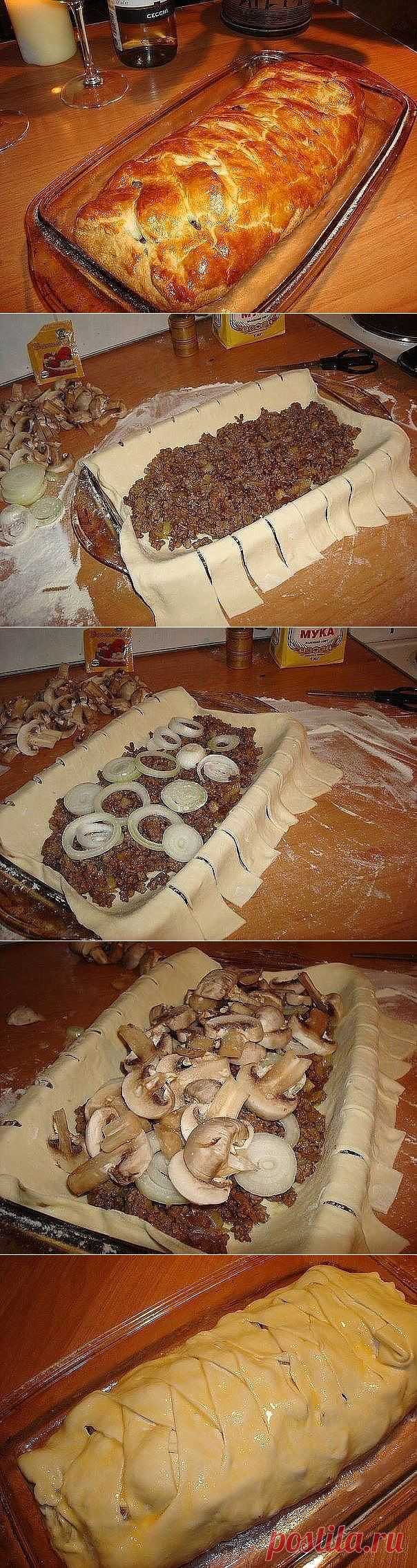 Быстрый мясной пирог с грибами » В сети – себя просвети!