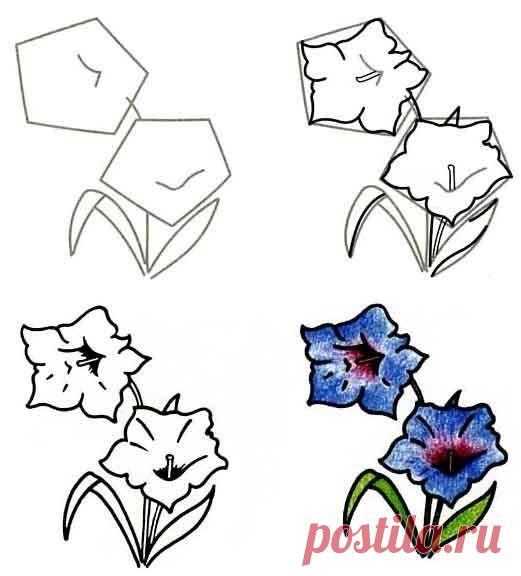 Рисуем цветы - Поделки с детьми | Деткиподелки
