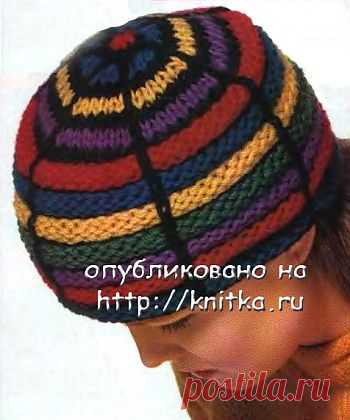 Полосатая шапка из рубрики Вязание для дома. Вязание спицами модели и схемы на kNITKA.ru
