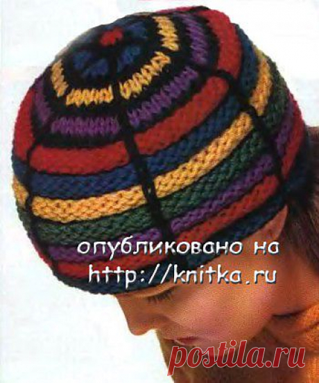 Полосатая шапка из рубрики Вязание для дома. Вязание спицами модели и схемы на kNITKA.ru