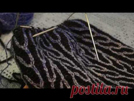 Мужская шапка связанная спицами в технике бриошь 2 часть.Men's cap brioche Part 2 (Шапка #28)